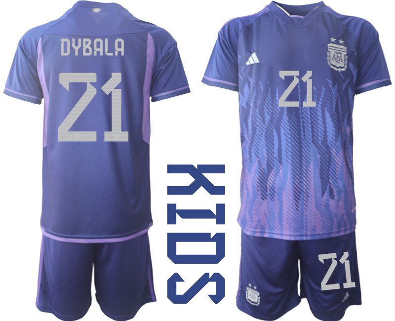 Youth 2022 World Cup National Team Argentina away purple #21 Soccer Jersey